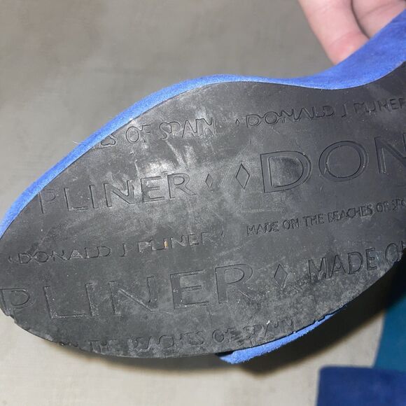 Donald Pliner Women’s Comfort Slides Sz 8.5 M Blue Suede Leather Beach Cruise - Picture 2 of 12